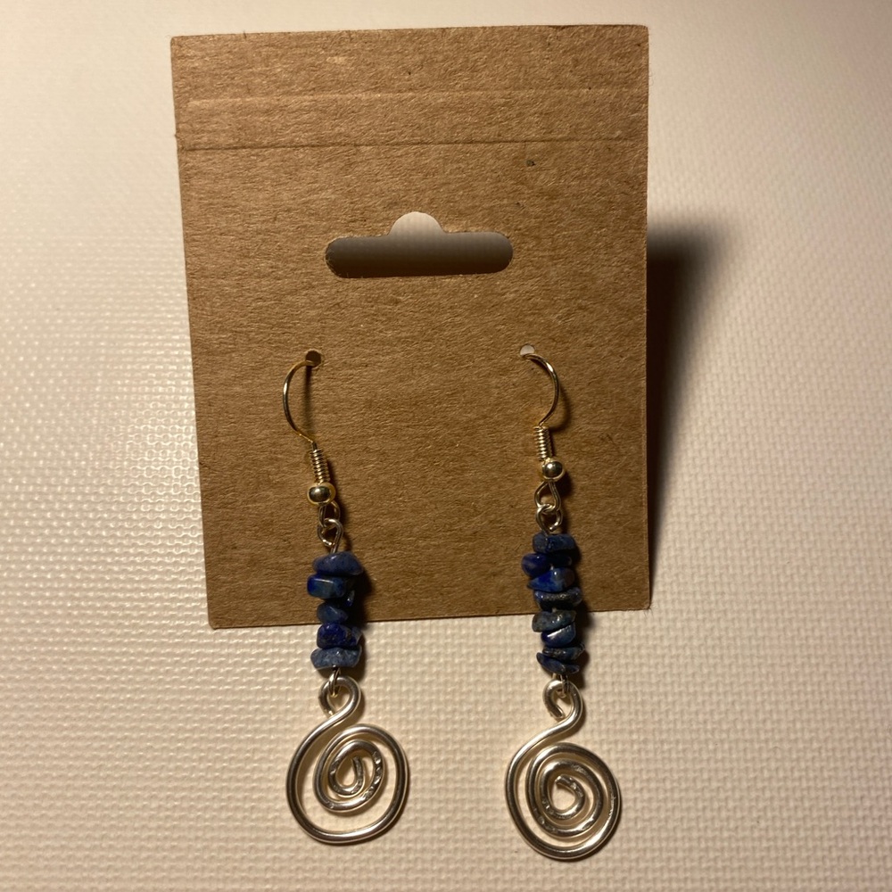 Handmade Beaded Stone and Wire Earrings